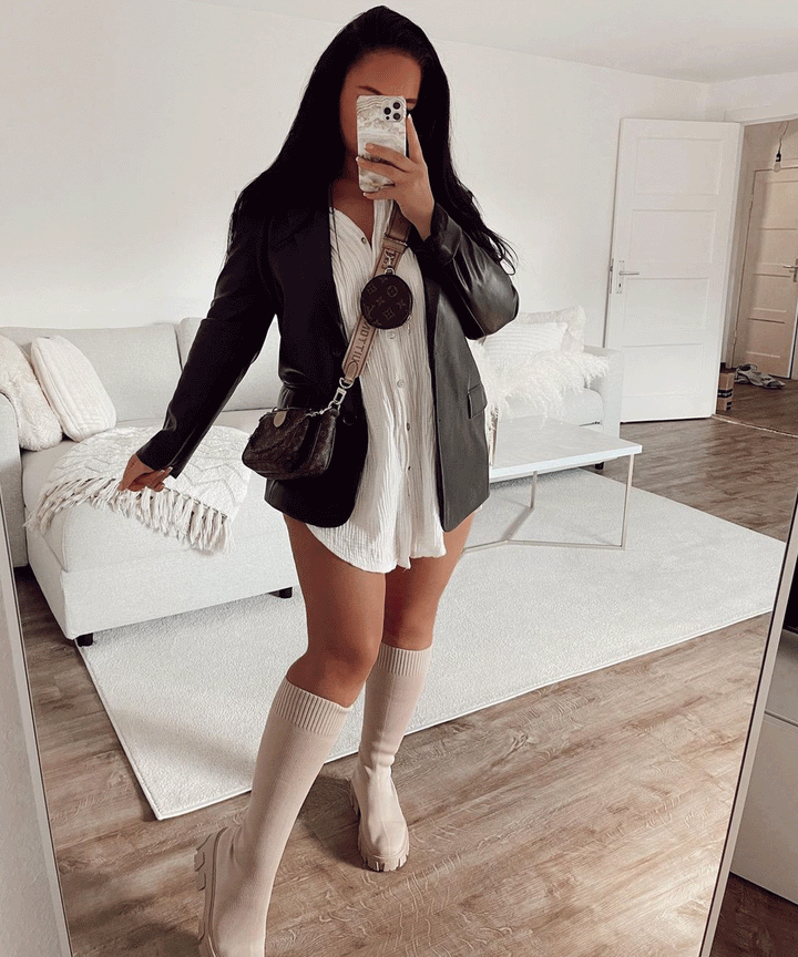 Musselin Bluse Freya Weiß Lang