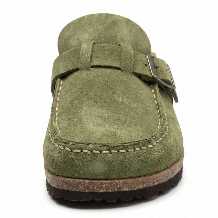 Clogs - Damen Retro Wildleder Slip-On Mule Drune