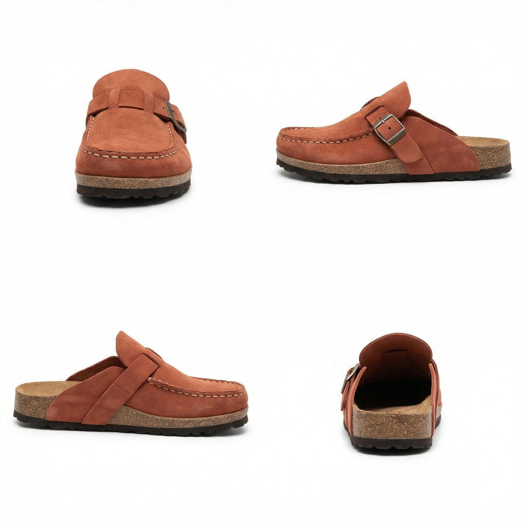 Clogs - Damen Retro Wildleder Slip-On Mule Drune