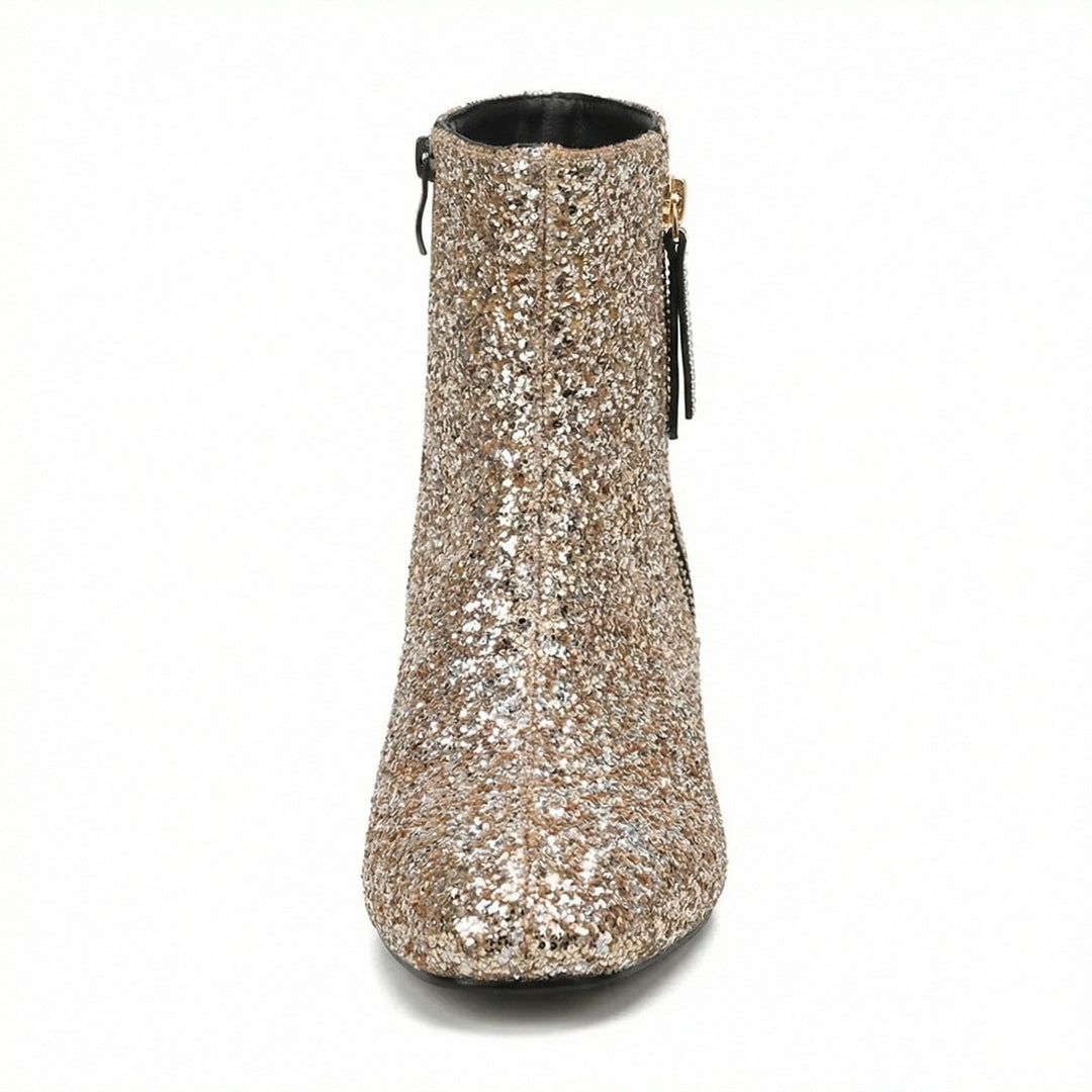 Drune | Glitzernde Ankle Boots mit Blockabsatz
