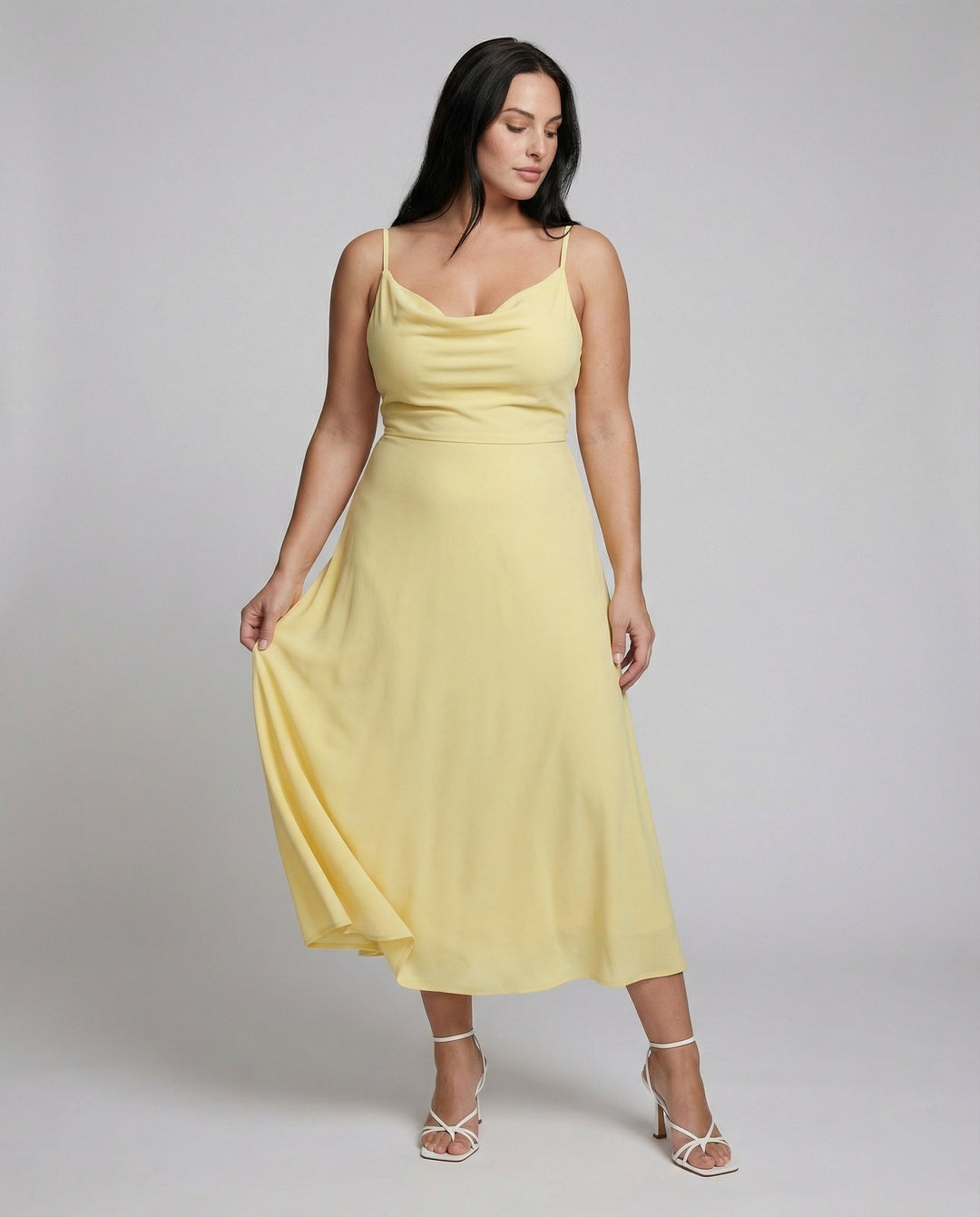 Drune | Lange Drapierte Kleid mit Eingebautem Bh