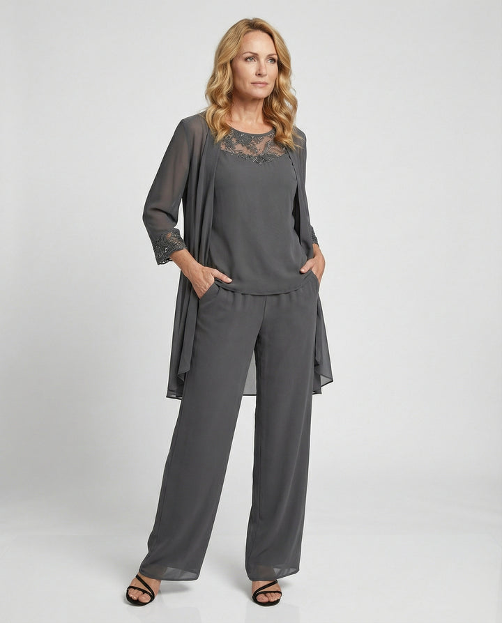Drune - Damen Elegantes Dreiteiliges Set, Stilvoll & Harmonisch Kombiniert