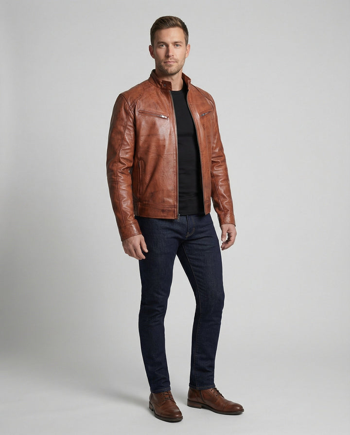Herren Hochwertige Echtlederjacke