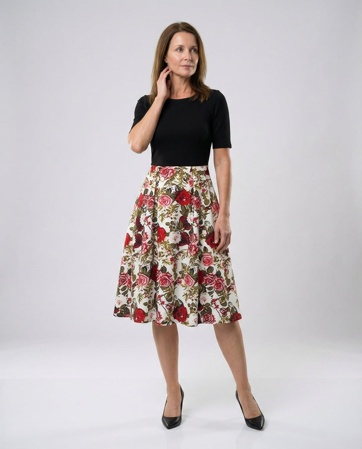 Damen Retro Freizeitkleid mit Blumenmuster