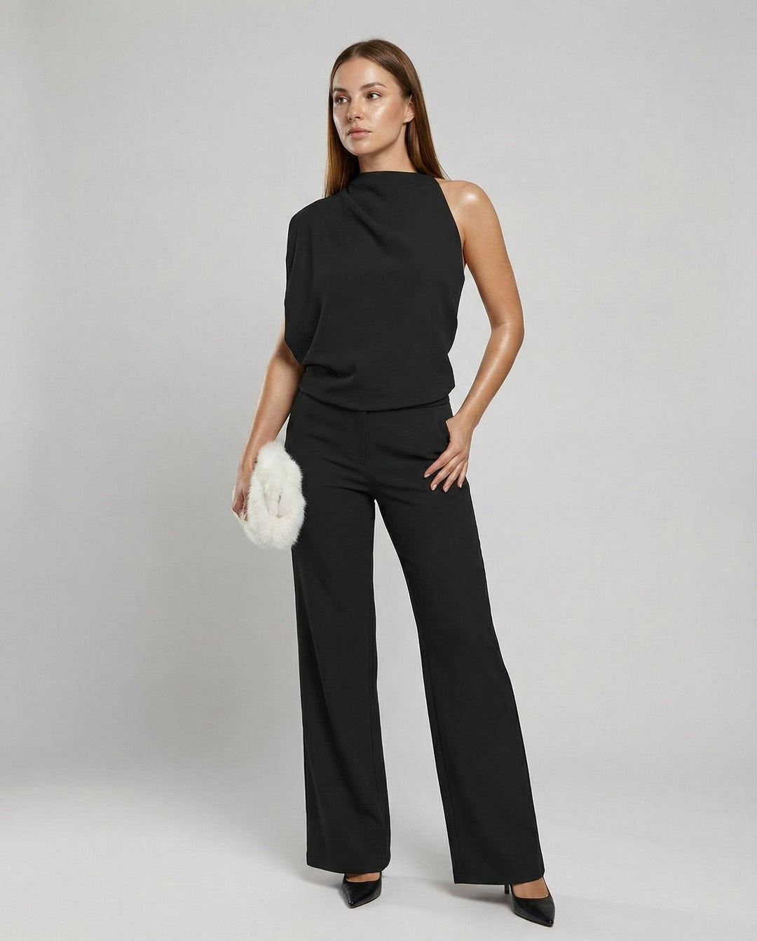 Eleganter Jumpsuit mit Rundhalsausschnitt für Alltag & Besondere Anlässe Drune