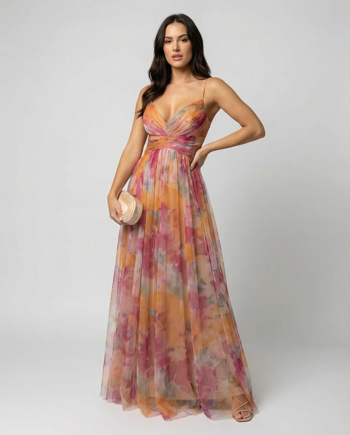 Elegantes Maxikleid im Schönen Blumenmuster für festliche Anlässe | Drune