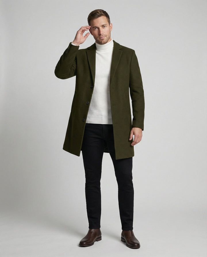 Herren eleganter Longblazer mit modernem Schnitt und doppelter Knopfreihe Drune