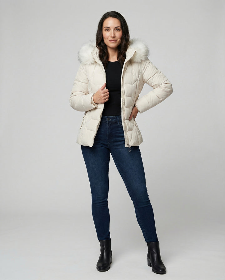 Drune | Stilvolle Winterjacke damen mit Fellkragen