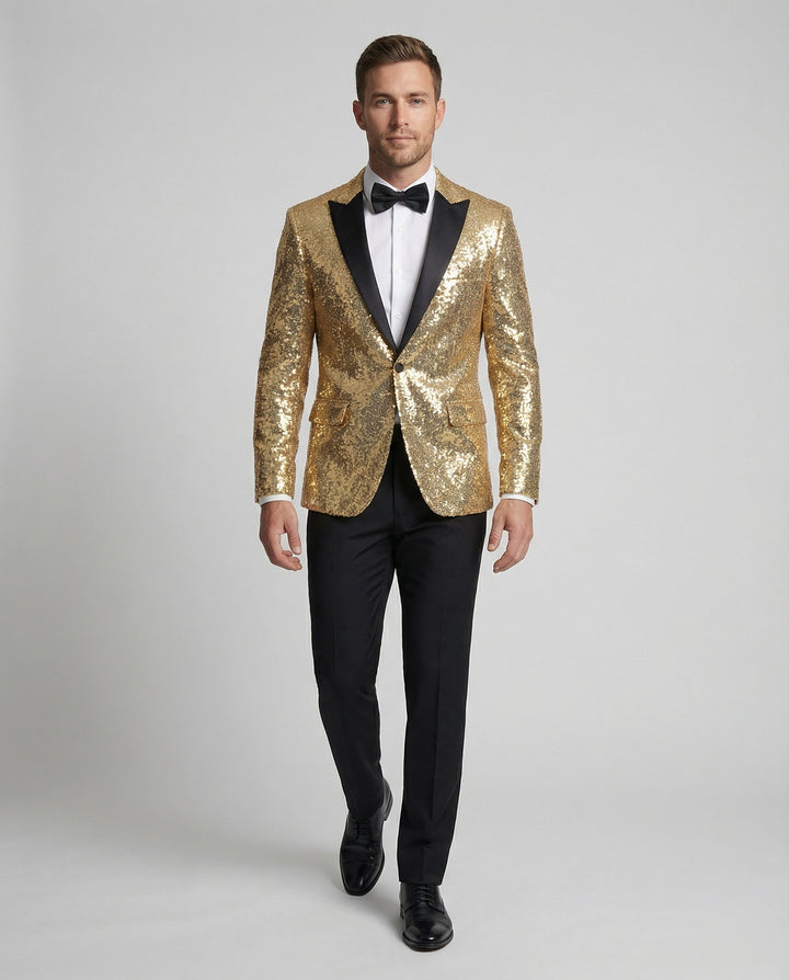 Drune | Glänzender Herren Pailletten Blazer