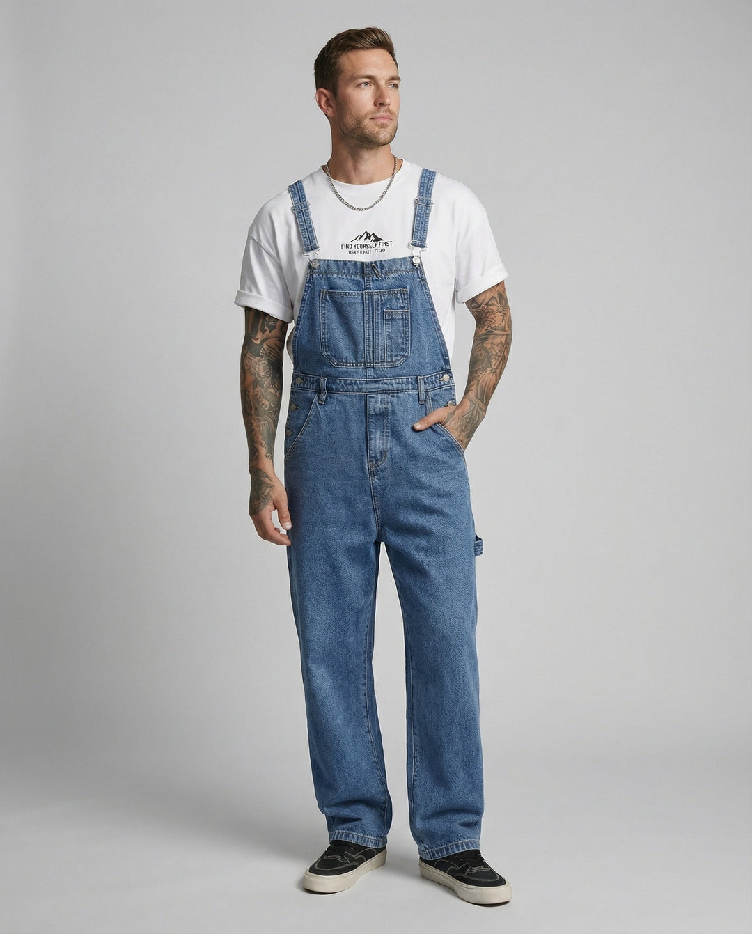 Freizeitkleidung Herren Jeans Latzhose Weit