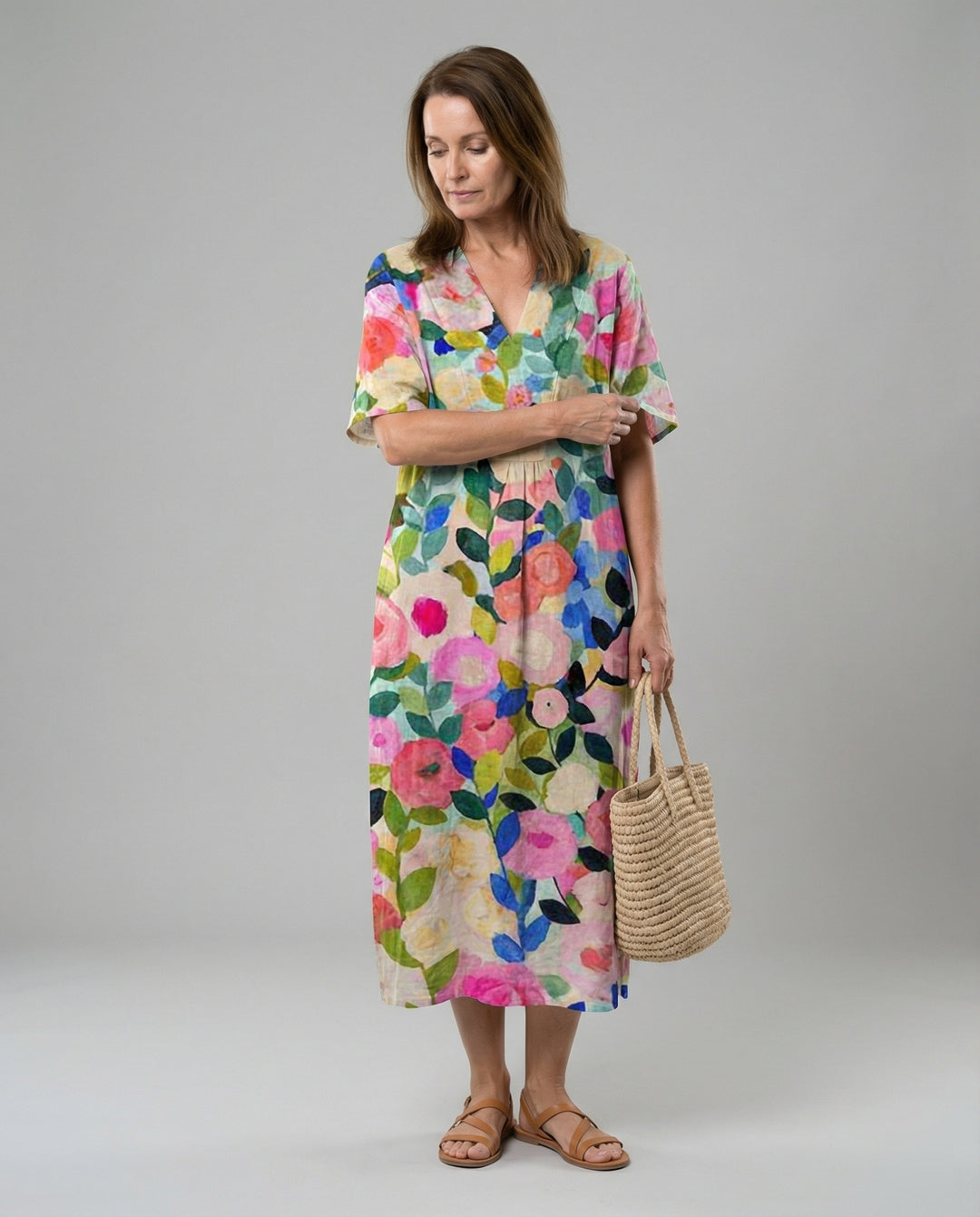 Drune - Damen Sommerkleid mit Kurzen Ärmeln, Locker & Bequem Geschnitten