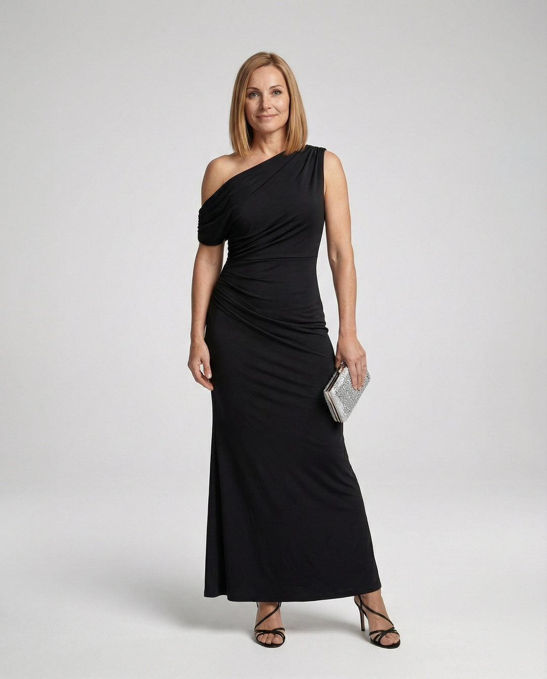 Figurbetontes elegantes Abendkleid asymmetrisch