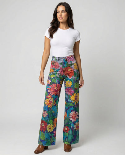 Drune - Modische Jeans, Mit Auffälligem Blumenprint