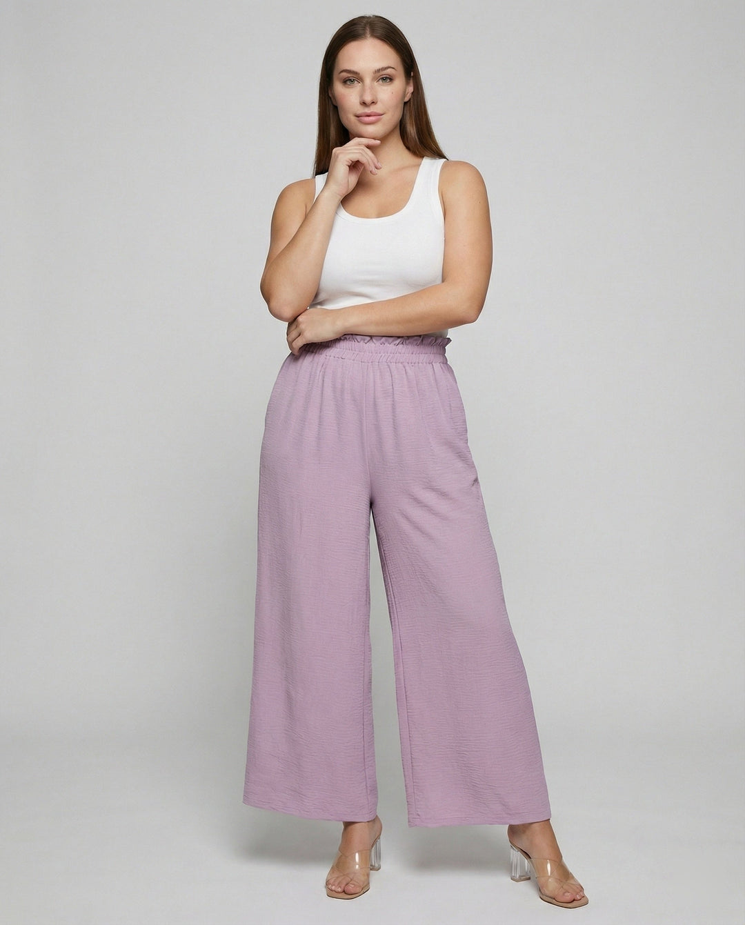 Damen Culotte-Hosen mit weitem Bein und elastischem Bund Drune