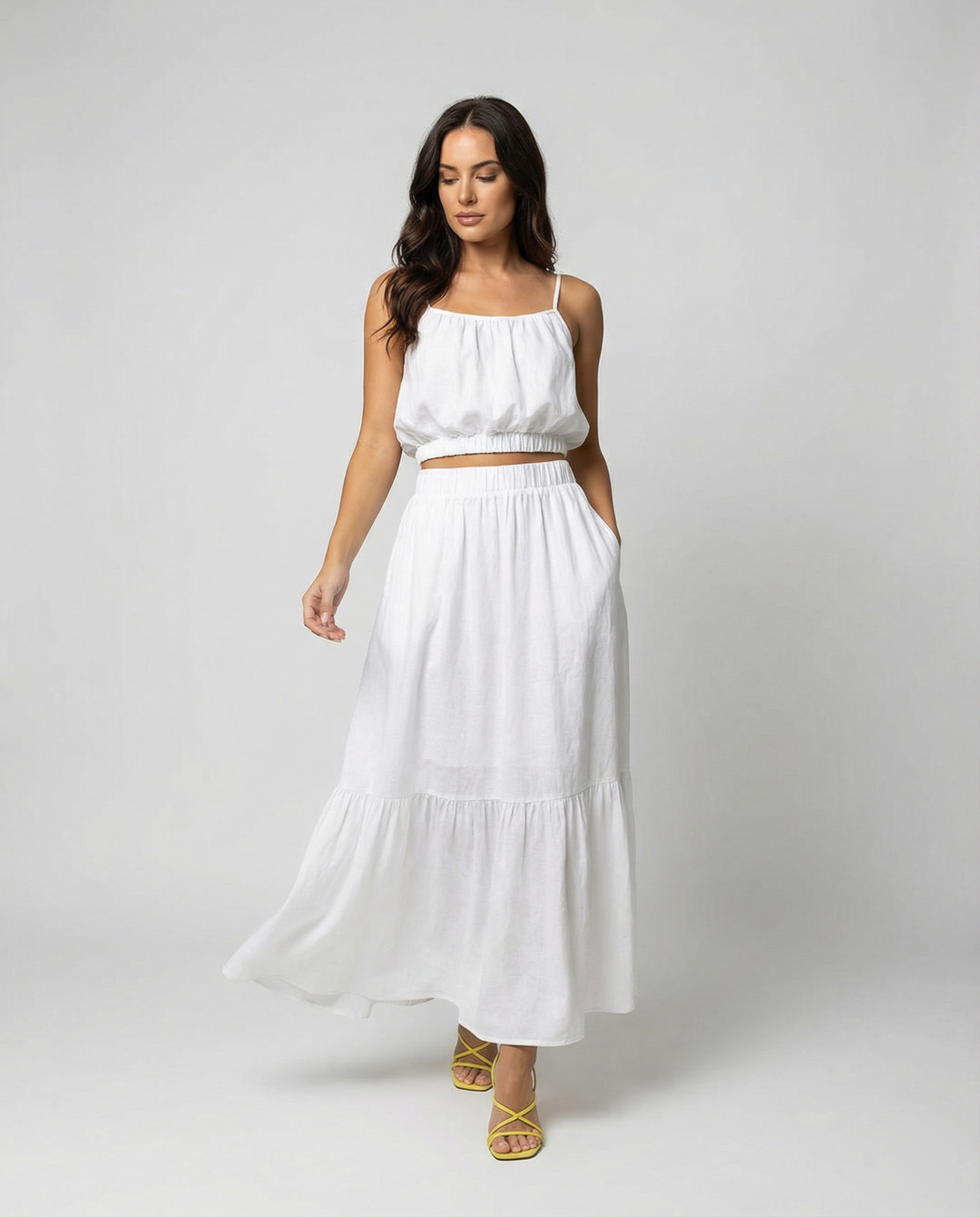 Damen Sommerliches Zweiteiler-Kleid mit fließendem Schnitt und praktischen Taschen Drune