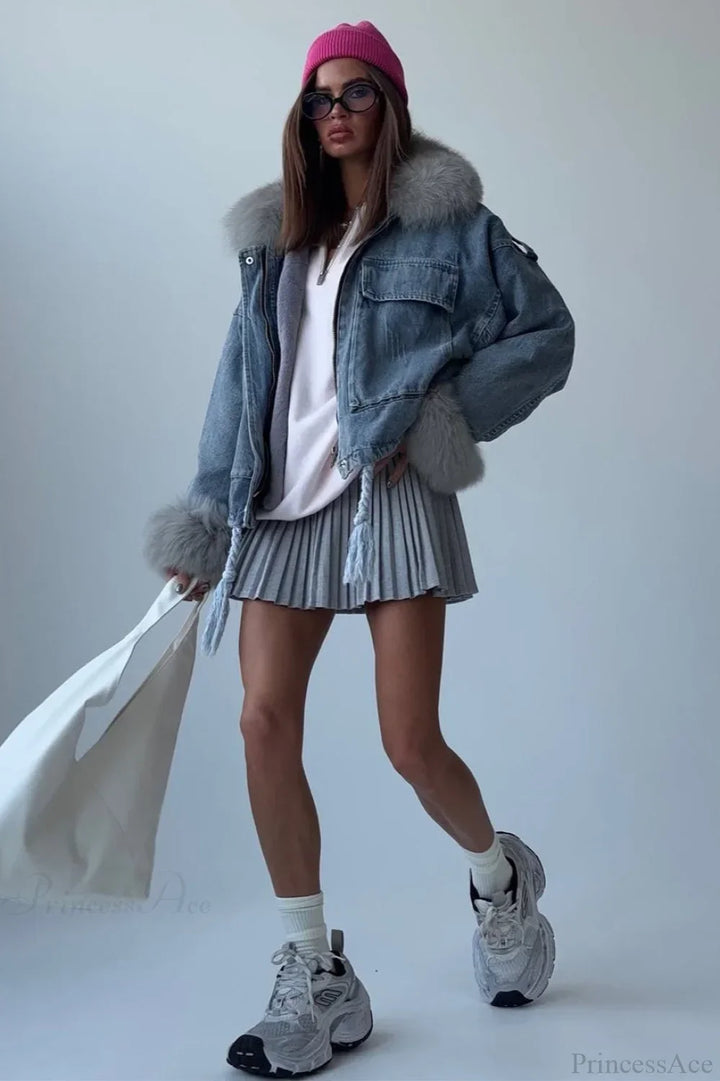 Drune | Denim Loose Street Große Taschenjacke