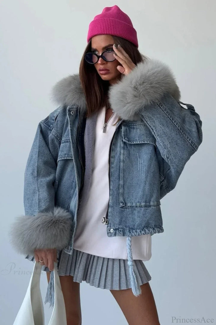 Drune | Denim Loose Street Große Taschenjacke