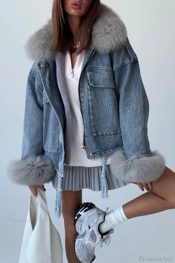 Drune | Denim Loose Street Große Taschenjacke