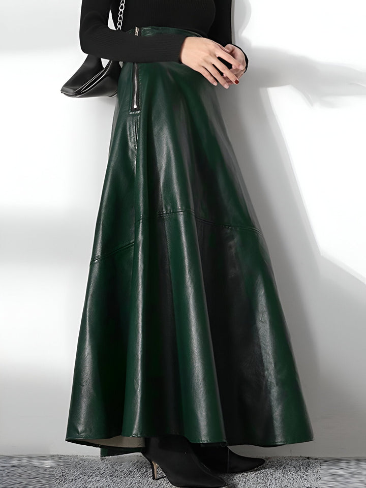 Drune | Eleganter PU-Leder Maxi-Rock