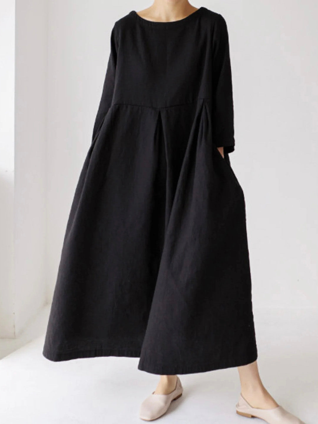 Drune | Lockeres Leinenkleid mit Seitentaschen