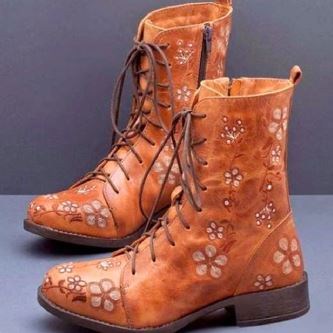 Drune | Retro-Stiefel mit Ethnischer Stickerei