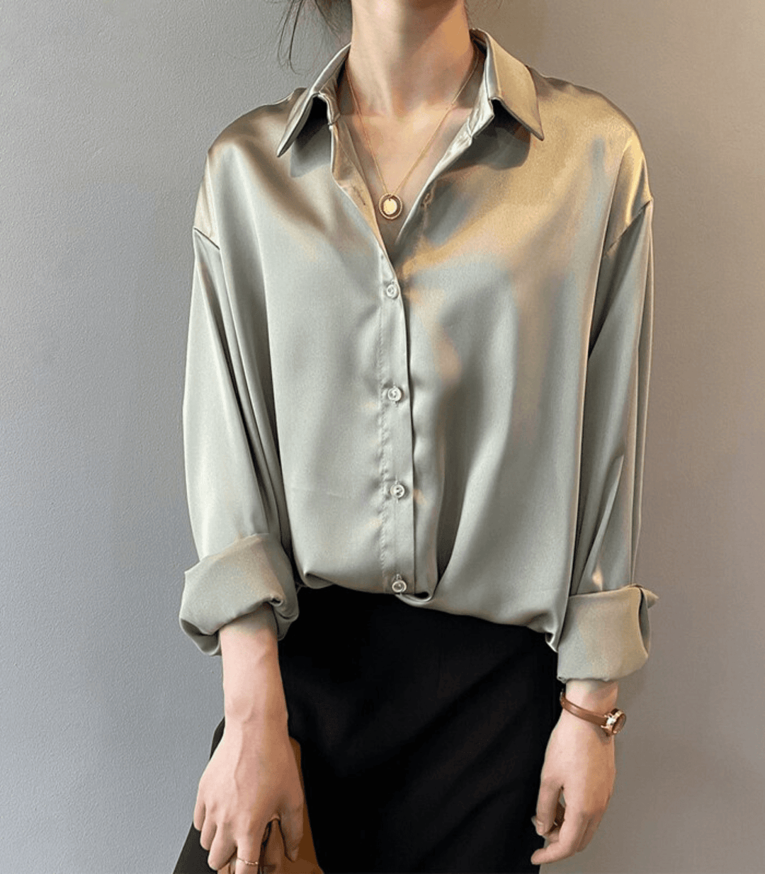 Drune | Knot Satin Seidenbluse für Damen - Stilvolle und luxuriöse Bluse für jeden Anlass