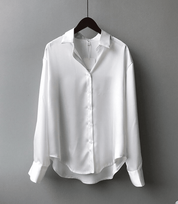 Drune | Geknöpfte Satin-Seidenbluse