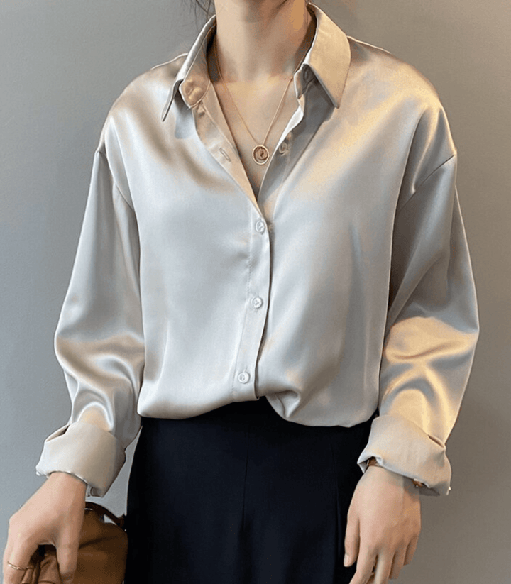 Drune | Knot Satin Seidenbluse für Damen - Stilvolle und luxuriöse Bluse für jeden Anlass