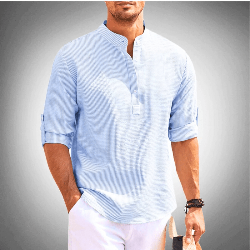Drune | Trendy Herrenhemd Mit Halber Kragen Lässiges Outfit