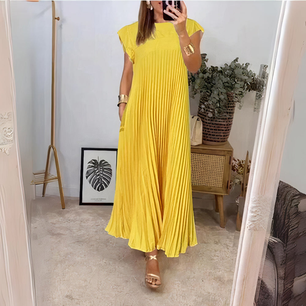 Drune | Schicke Plissierte Sommerkleid Mit Einer Schmeichelhaften Passform