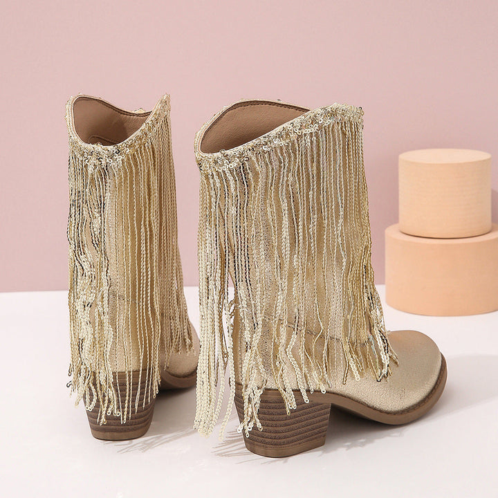 Glamouröse Glitzer Westernstiefel Damen Elegante Stiefel Drune