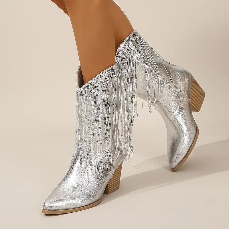 Glamouröse Glitzer Westernstiefel Damen Elegante Stiefel Drune