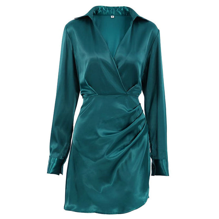 Drune | Satin-Minikleid mit V-Ausschnitt und Raffung