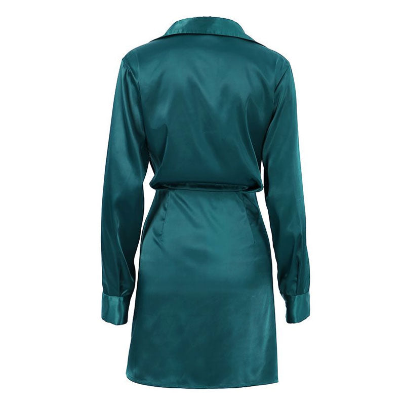 Drune | Satin-Minikleid mit V-Ausschnitt und Raffung