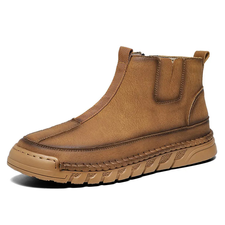 Drune | Damen Casual Handgenähte Rutschfeste Warme Seitenreißverschluss Slipper Stiefel