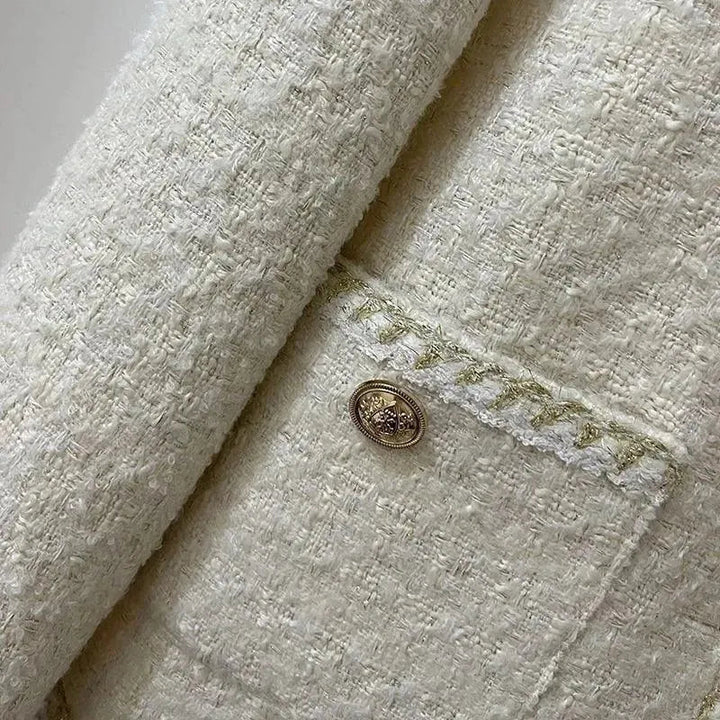 Drune | Gold Button Kurze Tweedjacken für Damen