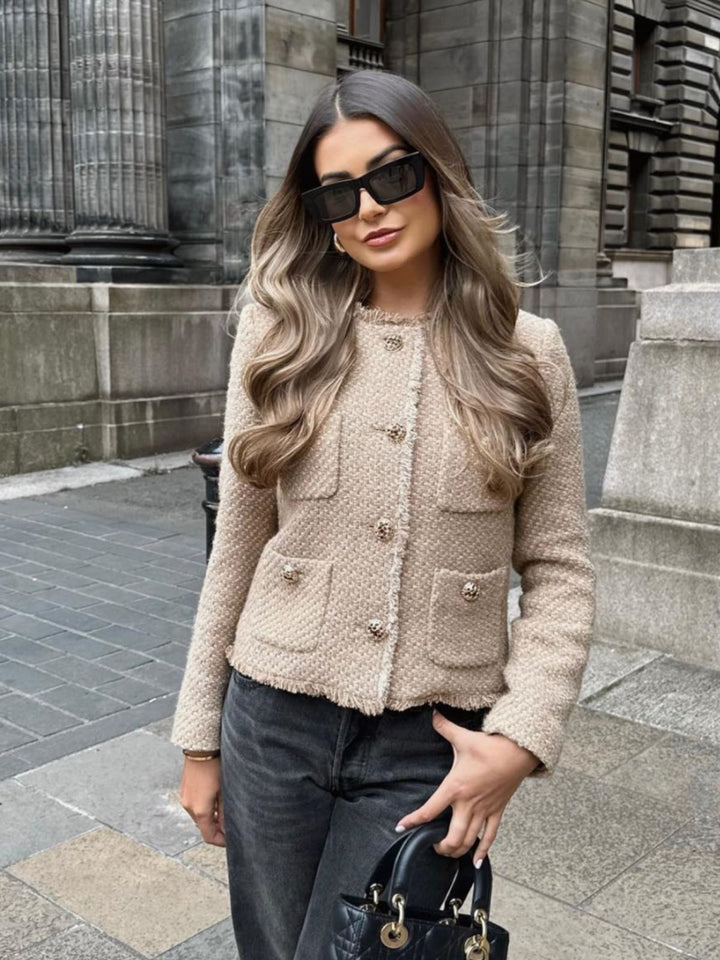 Drune | Luxuriöse Goldknopf Jacke Tweed Exklusiv, Raffiniert