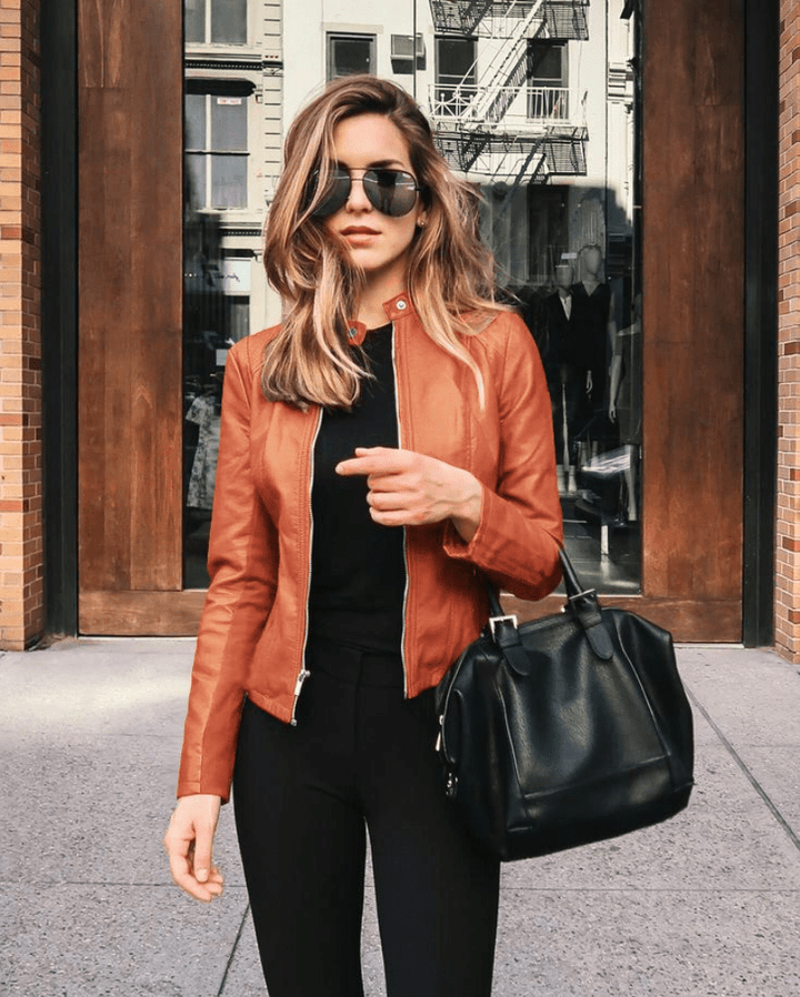 Drune | Jacke Damen Slim Fit Lederjacke Damen Perfekt Für Den Herbst Trendy & Lässig