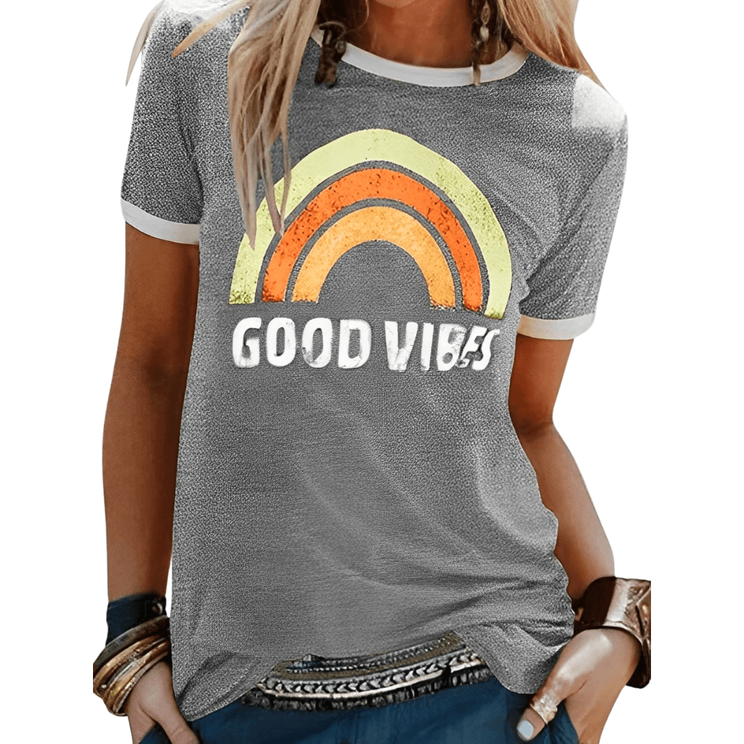 Drune | Retro Good Vibes Grafik T-Shirt für Damen