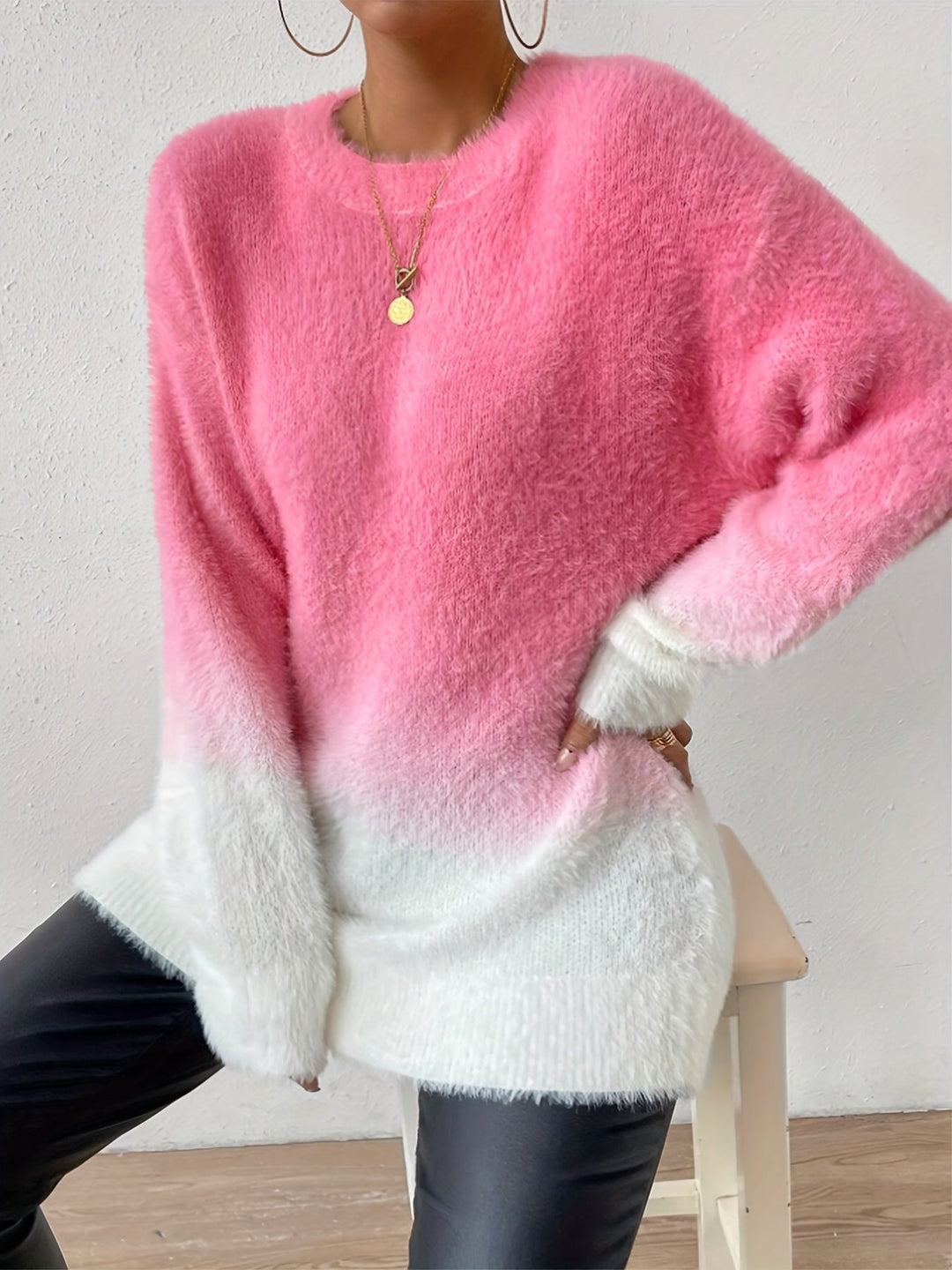 Drune | Graduierter Farbcrewneck Fuzzy Pullover