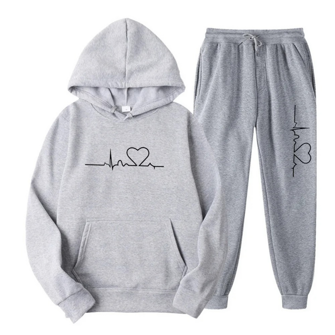 Drune | Damen Kapuzenpullover Trainingsanzug Satz mit Druck