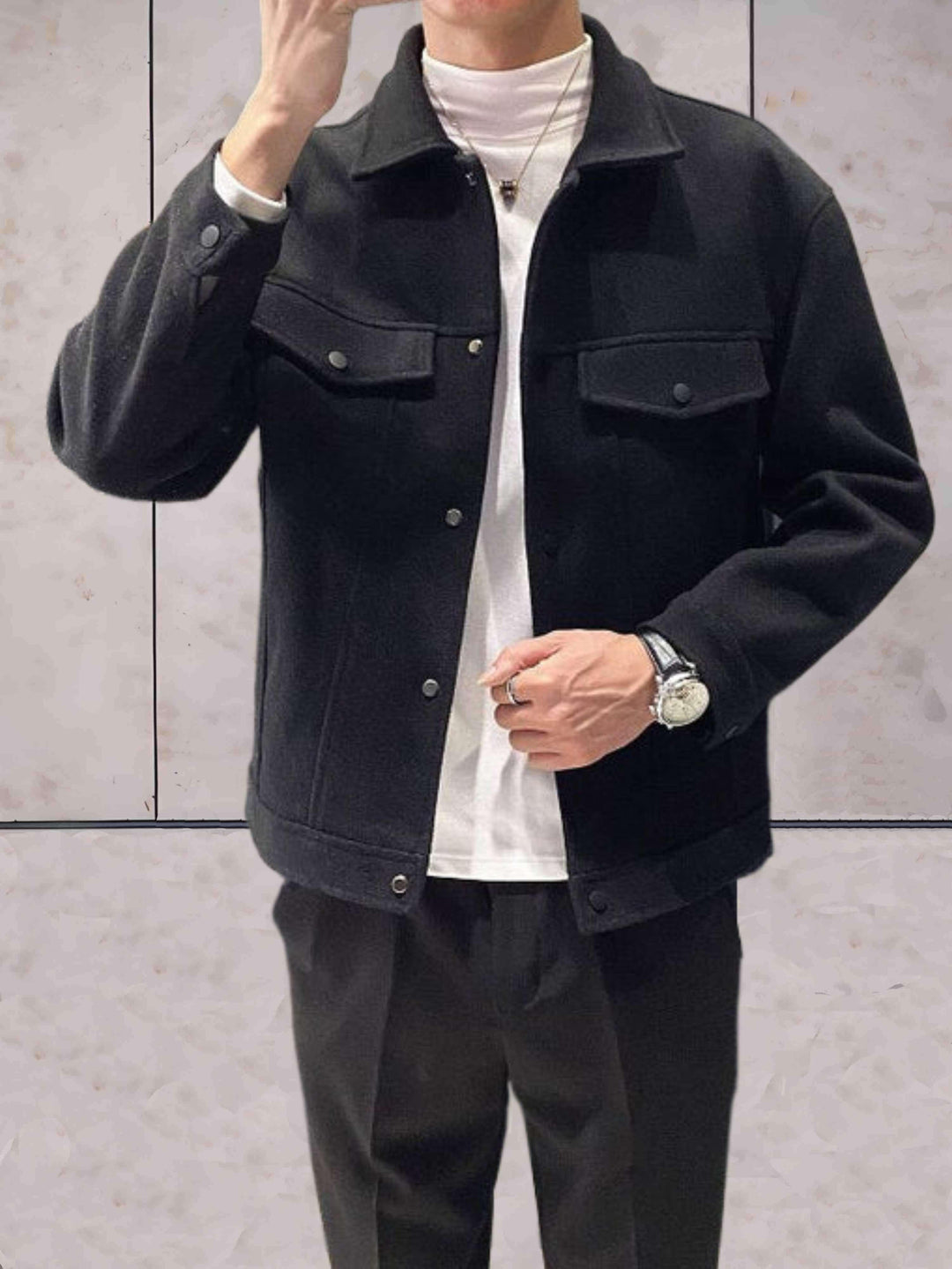 Drune | Einfache Jacke Mit Knopfverschluss Und Brusttaschen