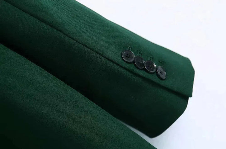 Drune | Grüner Doppelreihiger Blazer Damen - Lässig - Einstufig - Unmustered