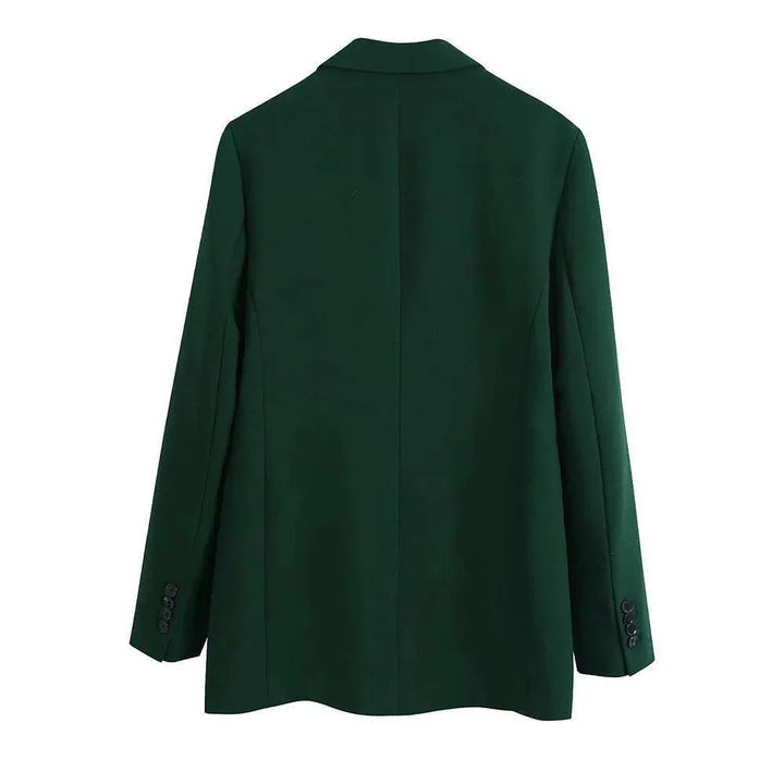Drune | Grüner Doppelreihiger Blazer Damen - Lässig - Einstufig - Unmustered