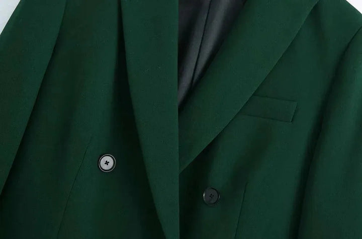 Drune | Grüner Doppelreihiger Blazer Damen - Lässig - Einstufig - Unmustered