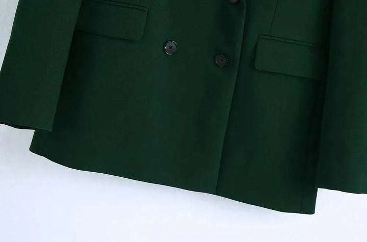Drune | Grüner Doppelreihiger Blazer Damen - Lässig - Einstufig - Unmustered