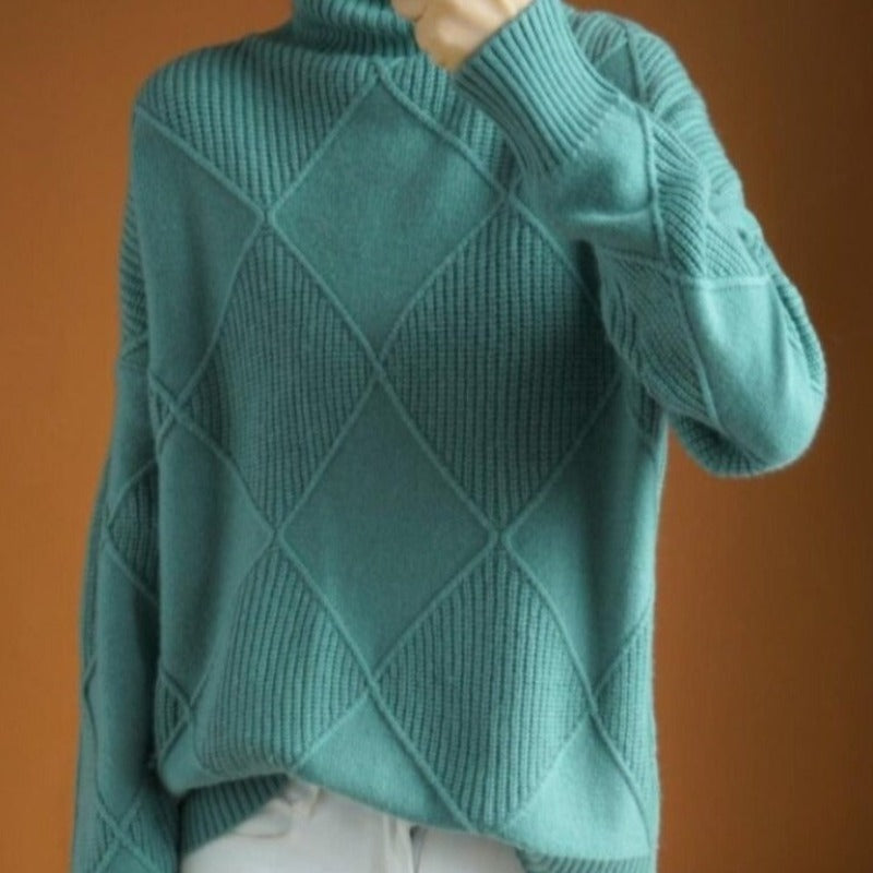 Drune | Hoher Kragen Weiches Strickmaterial Mit Geometrischem Muster Lockere Passform