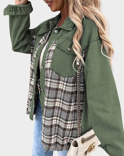 Drune | Lässige Jacke mit Karodetails Baumwolle Lässig, Stilvoll