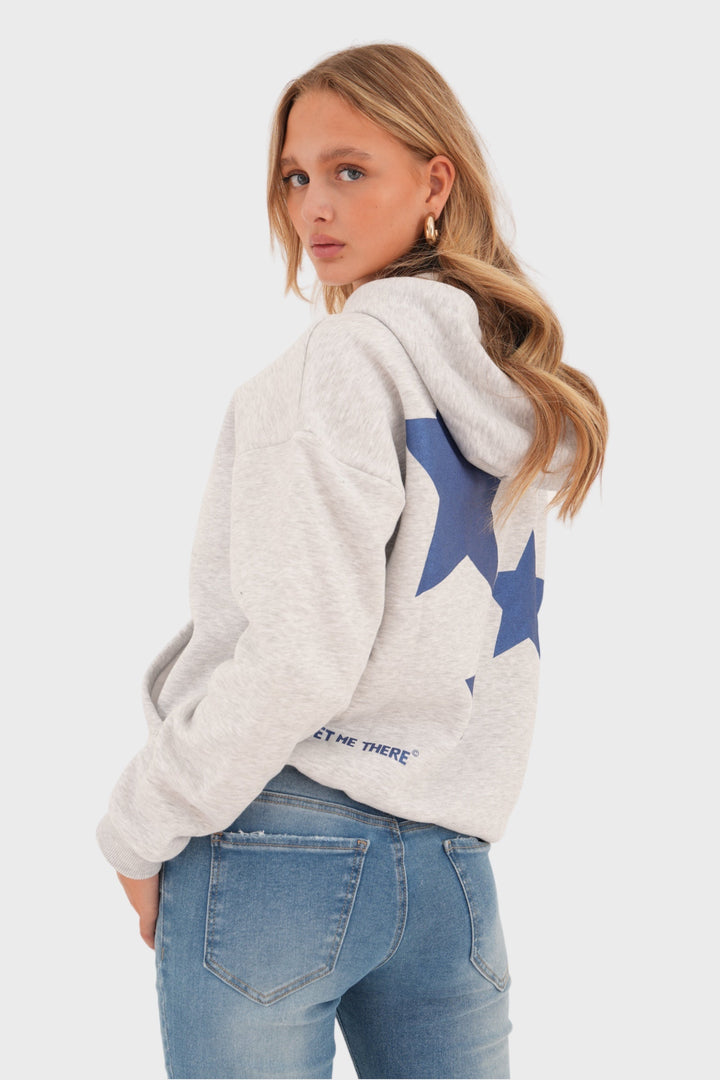 Drune | Grauer Damenpullover mit verspieltem Sternenprint