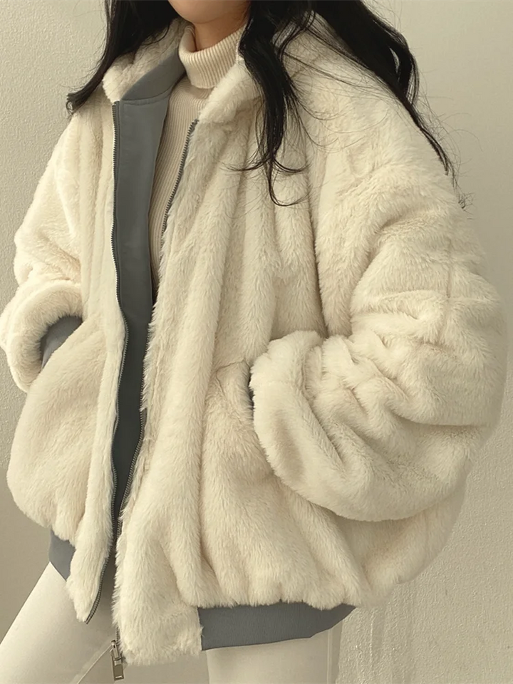 Drune | Damen Winterjacke mit Teddykragen - Gefütterte Übergangsjacke mit Reißverschluss